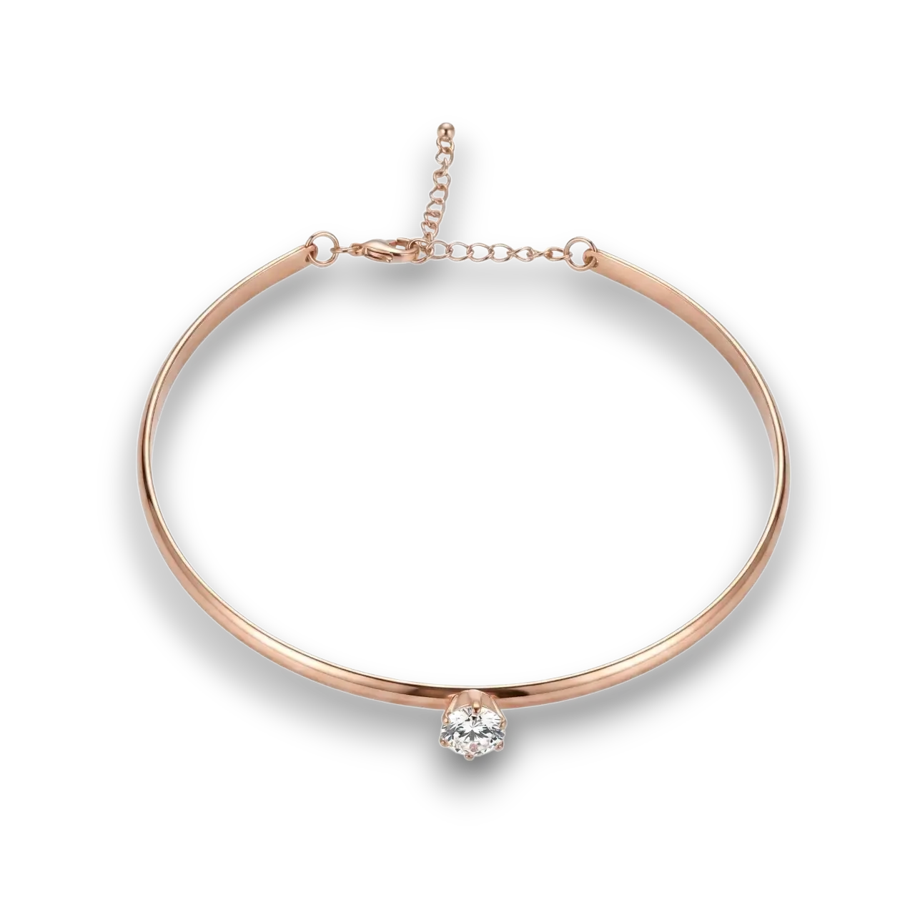 Altın Kaplama Kristal Taşlı Choker Kolye genel görünümüyle beyaz arka planda ışıltılı tasarımını yansıtıyor.
