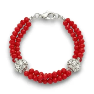 El yapımı kırmızı boncuklu kristal bileklik genel görünüm