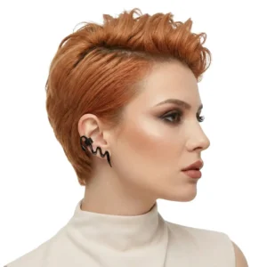 Kıkırdak Küpe Yılanlı Model Siyah Tasarım