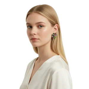 Kristal Küpe Yanar Döner Klipsli Model