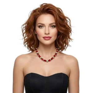 Zirkon Kolye Kadın Takı Kırmızı Aksesuar