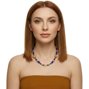 Zirkon Taşlı Boncuklu Kolye Altın Kaplama