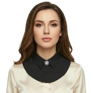 Zirkon Taşlı Siyah Peter Pan Seyyar Yaka - Bebe Yaka (35 cm)