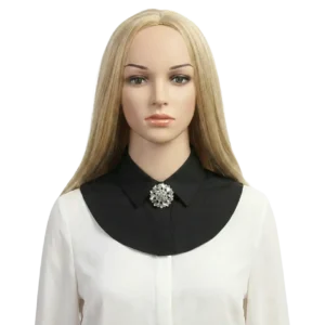 Zirkon Taşlı Siyah Peter Pan Seyyar Yaka - Cotton (35 cm)