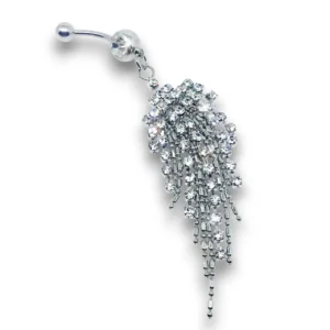 Gümüş renkli zirkon taşlı piercing önden görünüş