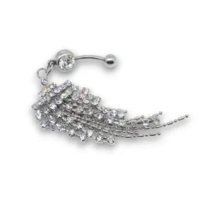 Gümüş renkli zirkon taşlı piercing önden görünüş