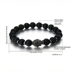 Fırçalanmış akik taşlı unisex bileklik detaylı görünüm