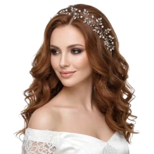 Çiçek Taç Kristal Taşlı Gümüş Kaplama