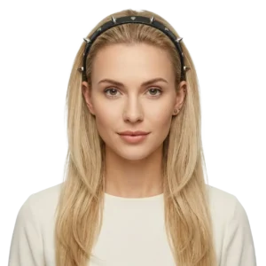 Çivi Troklu Deri Görünümlü Saç Tacı