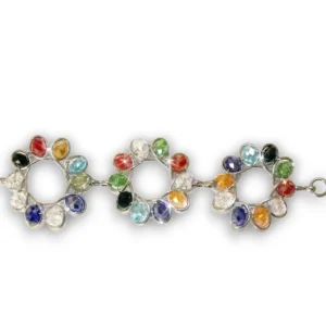 Gümüş renkli kristal taşlı bileklik önden görünüş