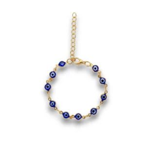 Nazar boncuklu altın kaplama zincir bileklik genel görünüm