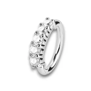 Gümüş renkli 10 mm zirkon taşlı septum piercing