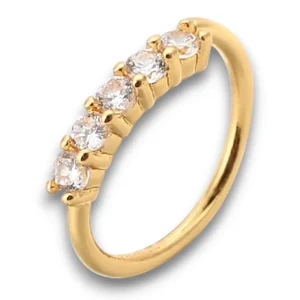 Gold renkli 10 mm zirkon taşlı septum piercing