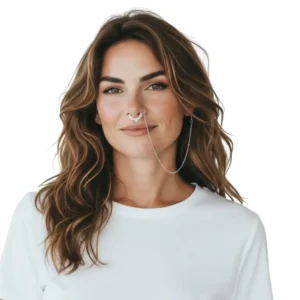 Zincirli hızma gümüş kaplama zirkon takı manken üzerinde