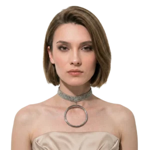 Zirkon Taşlı Metal Halkalı Choker Kolye