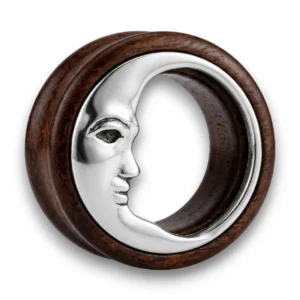 Koyu kahverengi ahşap piercing önden görünüş