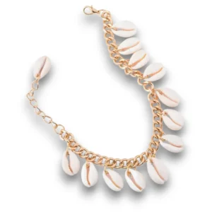 Deniz kabuklu altın kaplama otantik halhal genel görünüm