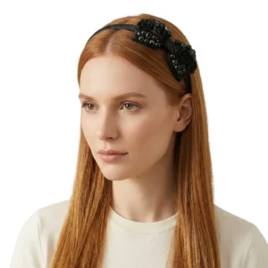 Gül Figürlü İncili Taşlı Fiyonk Taç