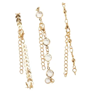 Altın kaplama kristal taşlı halhal takımı önden görünüş