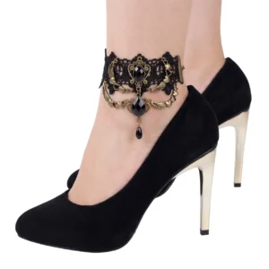 Kristal Taşlı Gotik Tarz Dantel Halhal