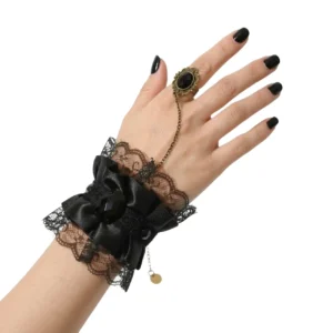 Kristal Taşlı Siyah Tül Şahmeran Bileklik