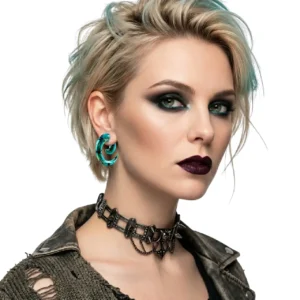 Sarmal cam unisex tasarım tünel piercing mankende kulak üzerinde