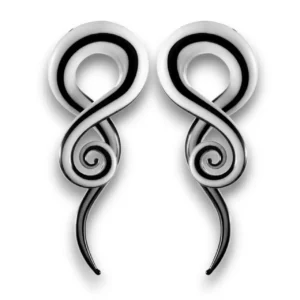 Siyah beyaz renkli cam piercing önden görünüş