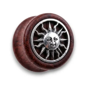 Tünel piercing doğal ahşap güneş detay 8 mm