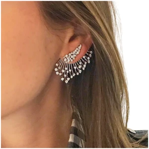 Tüy Figürlü Taşlı Tragus Küpe