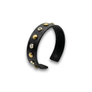 Zirkon taşlı deri kelepçe ince bileklik genel görünüm