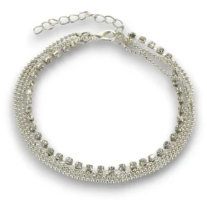 Zirkon taşlı gümüş kaplama zincir halhal genel görünüm