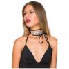 Deri bağcıklı kristal taşlı choker kolye, gotik tarzı aksesuar