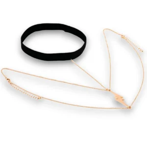 Şimşek figürlü altın kaplama bacak zinciri yandan görünüm