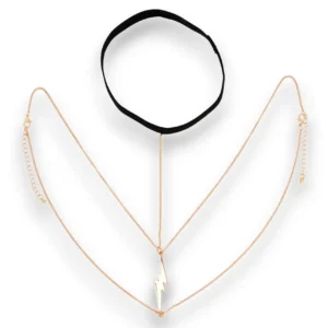 Şimşek figürlü altın kaplama bacak zinciri genel görünüm