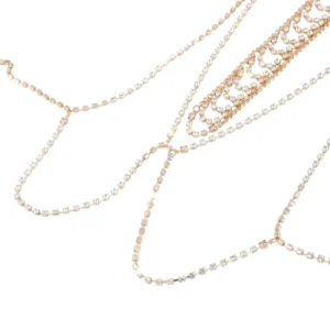 Altın kaplama vücut zinciri zirkon taş detaylı görünüm