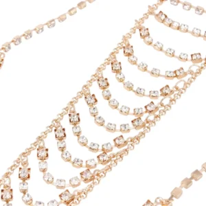 Altın kaplama vücut zinciri zirkon taş detaylı görünüm