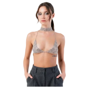 Zirkon taşlı boyundan bağlamalı vücut aksesuarı manken üzerinde