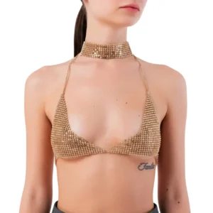 Zirkon taşlı boyundan bağlamalı vücut aksesuarı genel görünüm