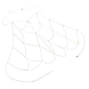 Modern tasarımlı gold vücut zinciri önden görünüş