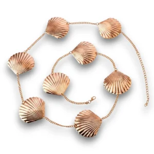 İstiridye kabuğu altın kaplama bel zinciri genel görünüm