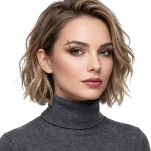 Kaş piercing titanyum çelik cerrahi takı manken üzerinde