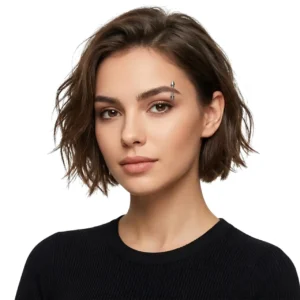 Kaş piercing titanyum çelik cerrahi takı manken üzerinde