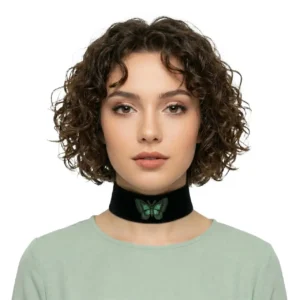 Yeşil Kelebekli Siyah Kadife Tasma Kolye