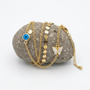 Altın kaplama katmanlı halhal nazar boncuğu detaylı görünüm