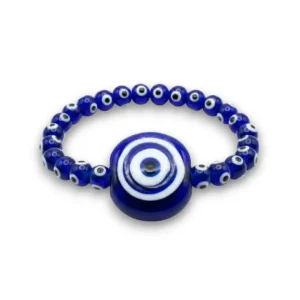 Lacivert cam boncuklu el yapımı zarif bileklik görünümü