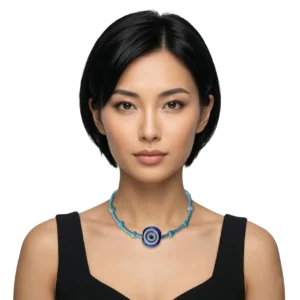 Boncuklu Kolye Turkuaz Takı Fimo Tasarım