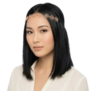 Gül Figürlü Altın Kaplama Saç Bandı