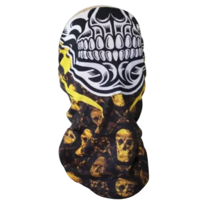 Mankensiz yakın çekim ürün detay görünümü kurukafa desenli boru bandana unisex boyunluk TikiTonki