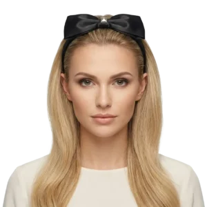 Siyah Fiyonklu Saten Kumaş Saç Tacı