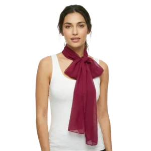 Dikdörtgen Kesim Şifon Şal & Uzun Fular (170x26 cm - 4 Renk Seçeneği) - Bordo